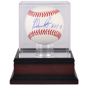 Nolan Ryan Texas Rangers Autographed Baseball and Mahogany Baseball Display Case