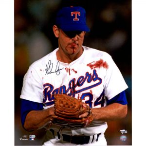 Nolan Ryan Texas Rangers Autographed 16″ x 20″ Bloody Lip Photograph