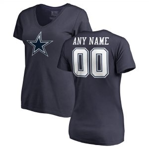 Dallas Cowboys Women’s Navy Personalized Icon Logo V-Neck T-Shirt