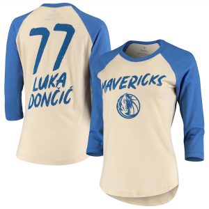 Luka Doncic Dallas Mavericks Women’s Cream Raglan 3/4-Sleeve T-Shirt