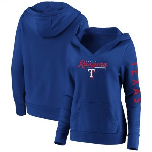 Texas Rangers Women’s Royal Core High Class Crossover Pullover Hoodie