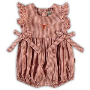 Garb Texas Longhorns Girls Texas Orange Jada Woven Gingham Ruffled Bodysuit