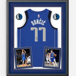 Luka Doncic Dallas Mavericks Autographed Framed Nike 2020/21 Blue Swingman Jersey