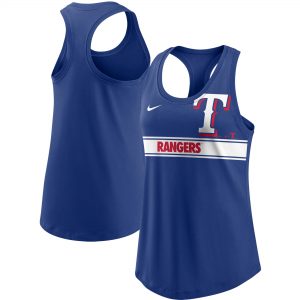 Nike Texas Rangers Women’s Royal Cropped Logo Performance Racerback Tank Top