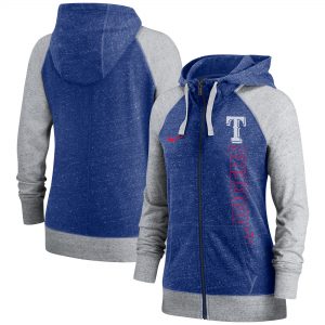 Nike Texas Rangers Women’s Royal In Pocket Gym Vintage Full-Zip Hoodie