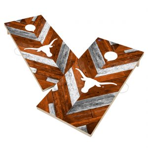 Texas Longhorns 2′ x 4′ Solid Wood Herringbone Cornhole Board Set