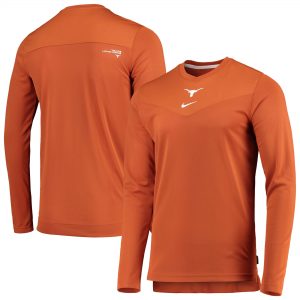 Texas Longhorns Nike 2021 Sideline UV Performance Long Sleeve V-Neck T-Shirt