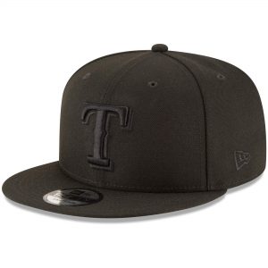 Texas Rangers New Era Black on Black 9FIFTY Team Snapback Adjustable Hat